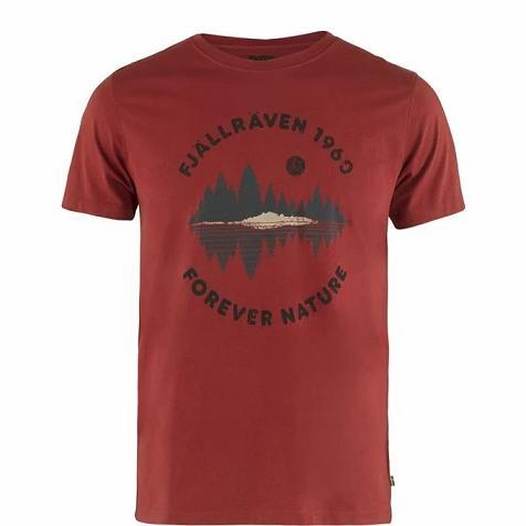 Fjallraven Forest Mirror T-Shirt Red Singapore For Men (SG-354107)